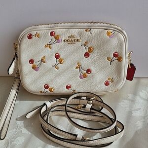 Coach Cream Glitter Cherries Wristlet/Crossbody Bag